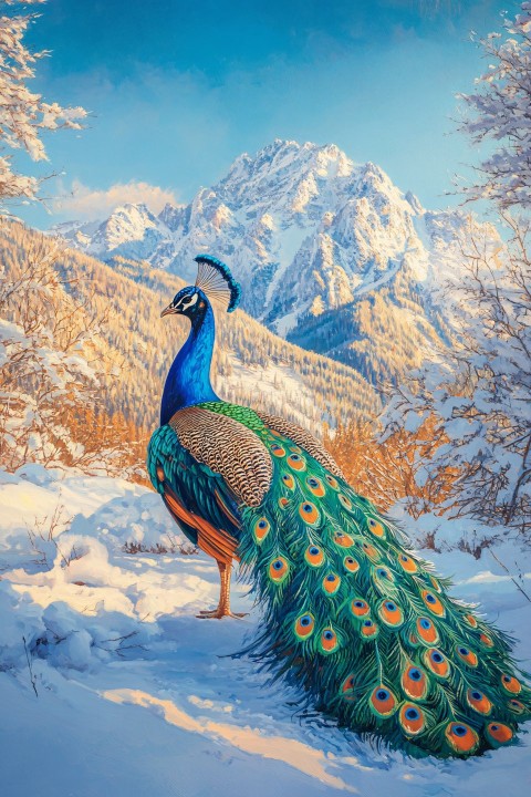 Vibrant Peacock Painting in Howard Behrens Style