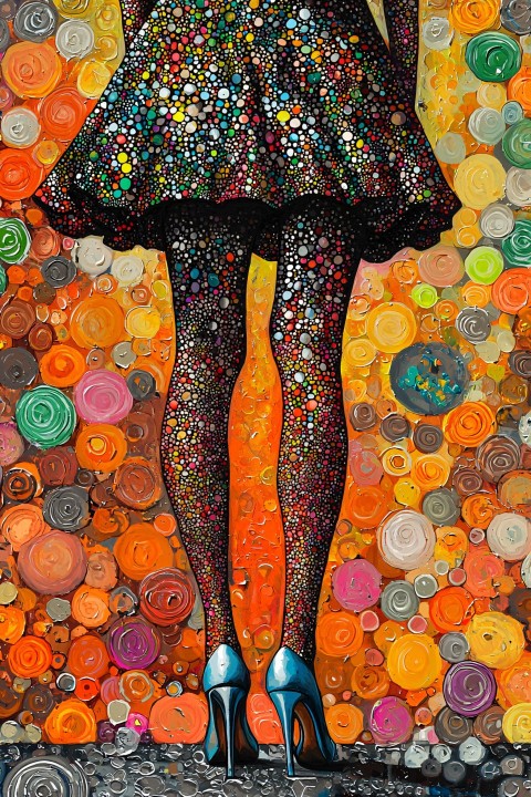 Psychedelic Mini-Skirt and High Heels Art