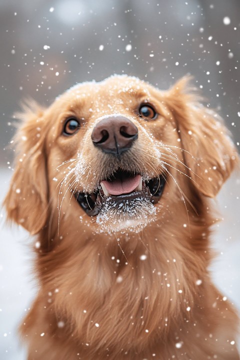 Joyful Dog Playing in Snowy Winter Wonderland