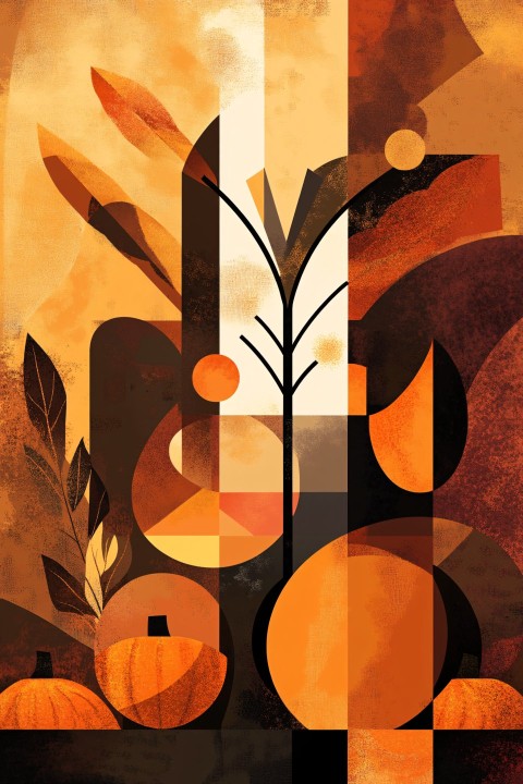 Thanksgiving Minimalist Geometric Poster with Harvest Symbols