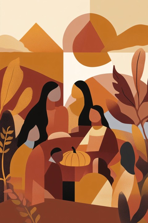 Minimalist Thanksgiving Poster with Harvest and Historical Theme