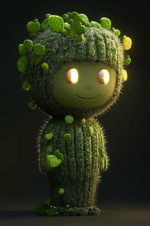 Anthropomorphic Eldritch Cactus with Distinctive Features