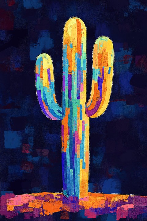 Eldritch Cactus with Iridescent High-Contrast Features