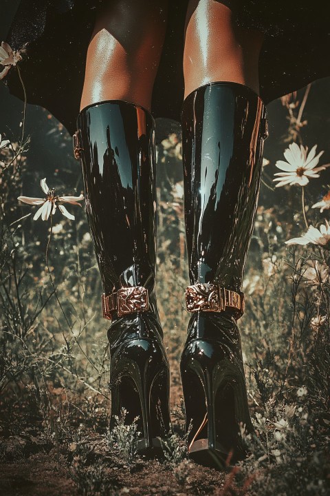 Avant Garde Heel Boots with Copper Accents