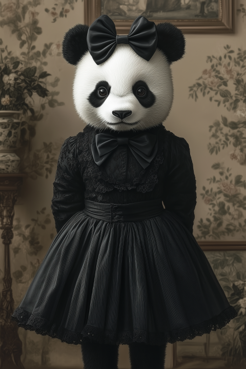 Panda in Victorian Elegance