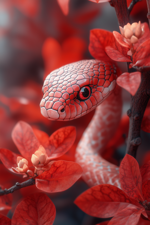 Snake in Scarlet Foliage