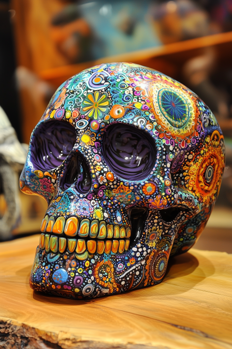 Colorful Decorative Skull with Intricate Patterns