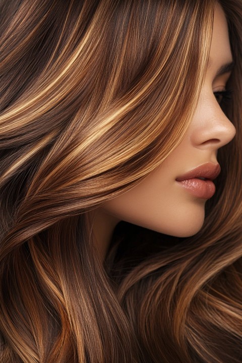 Chestnut Brown Hair with Caramel Highlights