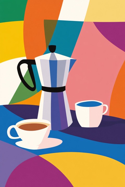 Colorful Espresso Pot in Matisse Style