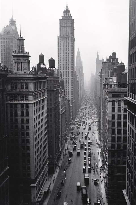 1930s New York Street Scene in Black and White