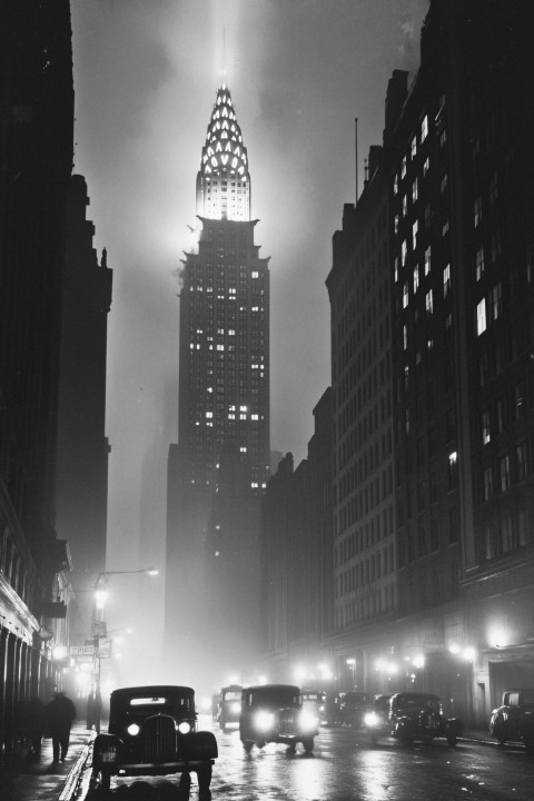 Black and White New York Street Evening Photo