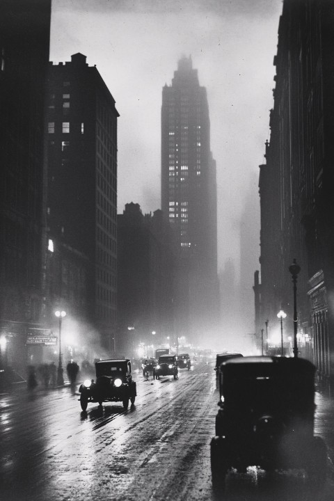 1930s New York Evening Street in Black and White