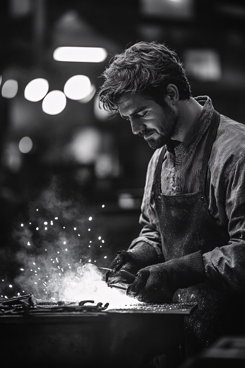 Blacksmith Worker in Shepard Fairey Obey Style Illustration