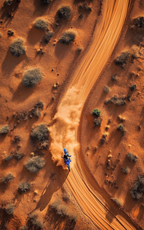 Aerial View of Desert Trail with Motorbike