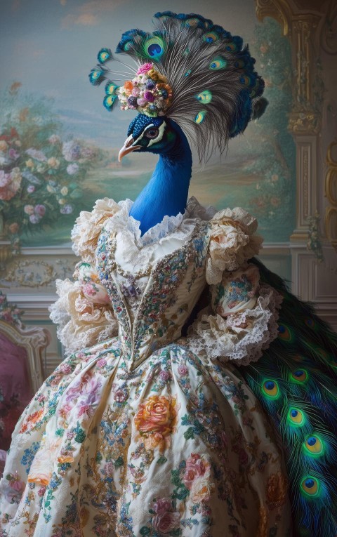 Regal Peacock in Victorian Gown