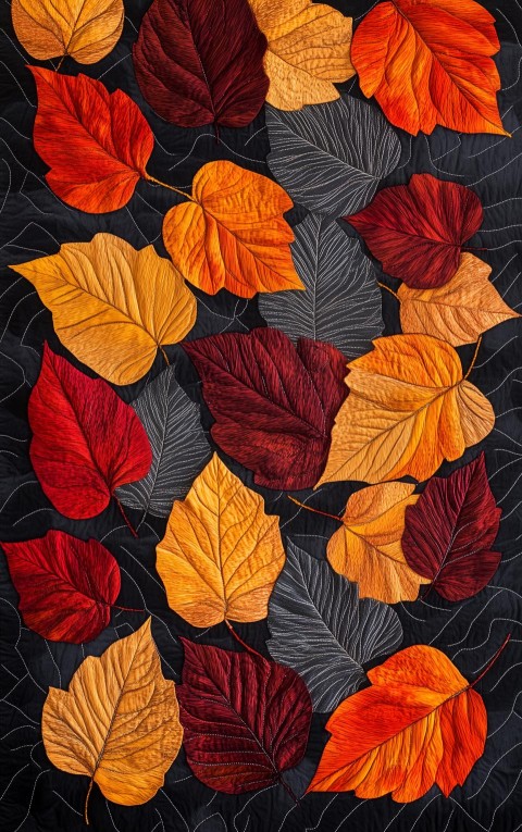 Vibrant Autumn Leaves on Charcoal Background