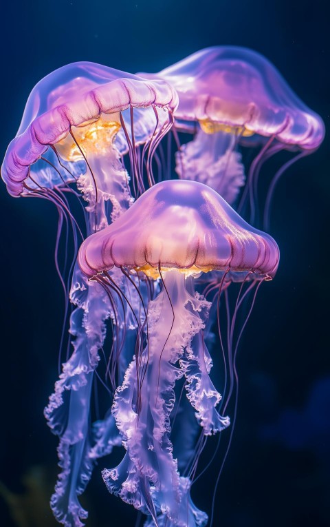 Surreal Jellyfish in Pink and Lavender Hues