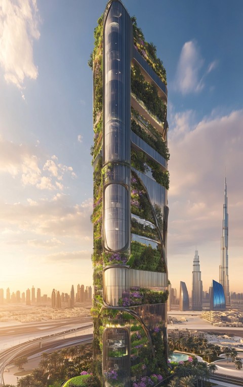 Dubai 50-Story High Rise with Penthouses and Garden