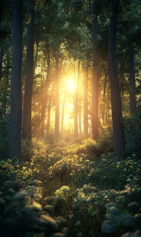 Bright Sunlight in Magical Enchanted Forest 3D Style