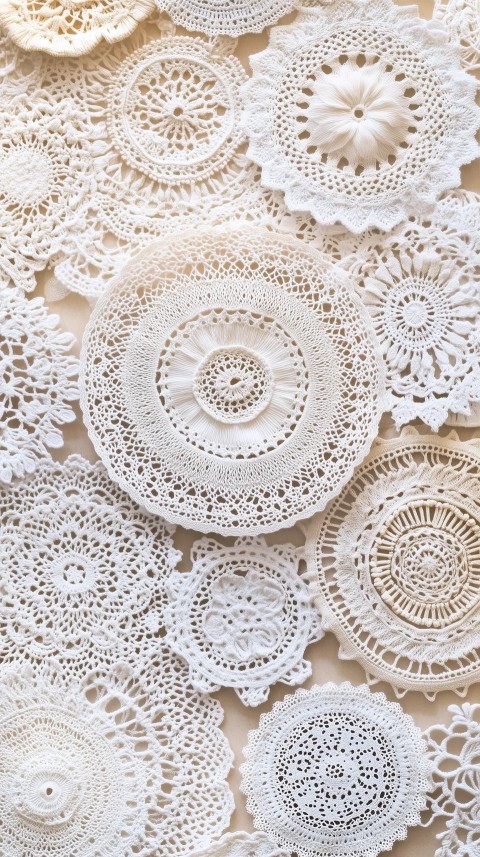 Elegant Overlapping Lace Doilies with Intricate Detail