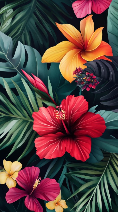 Exotic Tropical Flowers in Bold Watercolor