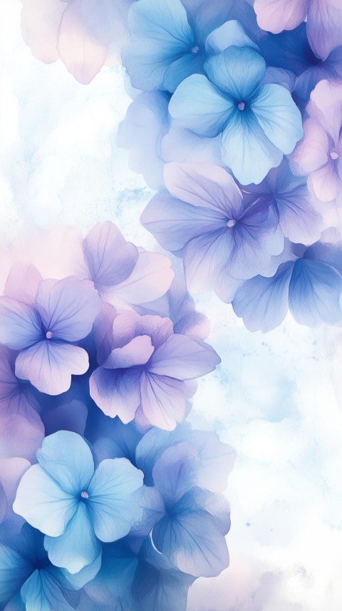 Pastel Hydrangeas on Bright White Background