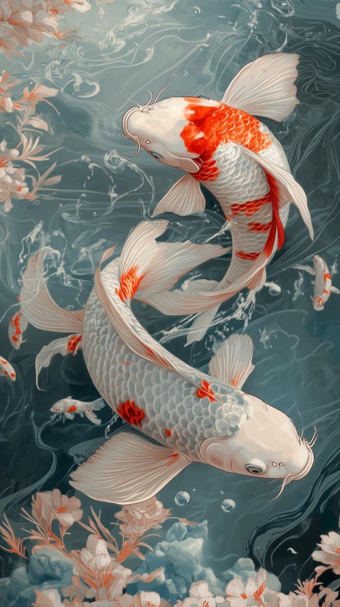 Oversized Koi Fish in Surreal Underwater Scene