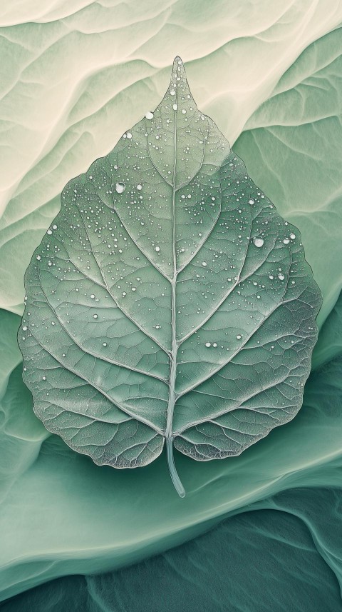 Floating Crystal Leaf Over Fog-Filled Gorge