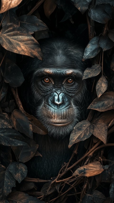 Chimpanzee’s Contemplative Gaze in Jungle