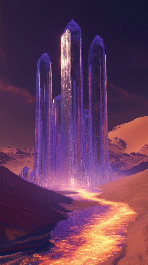 Crystal Monolith in Surreal Desert