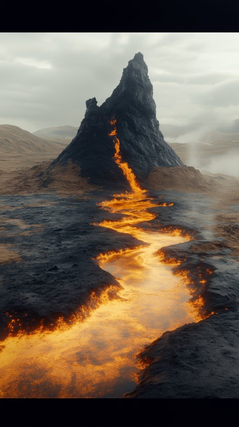 Volcanic Landscape with Obsidian Formation