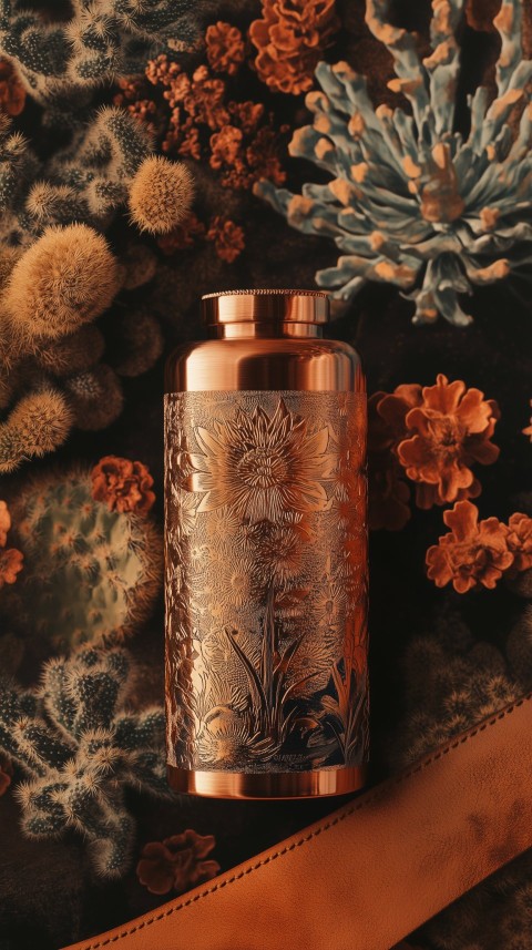 Brushed Copper Flask with Desert Background