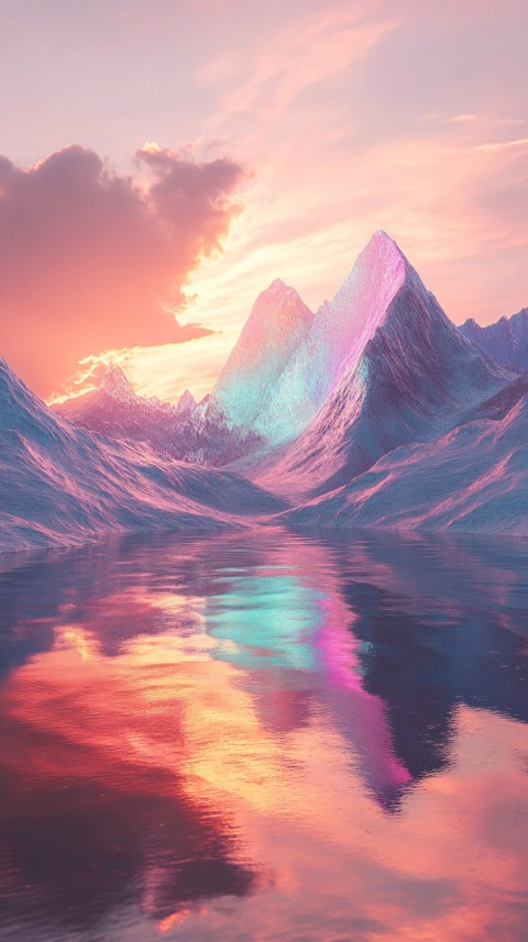 Holographic Mountains Illuminated by Sunset