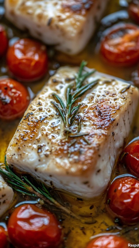 Herb-Garlic Baked Toby Blue Fish with Tomatoes