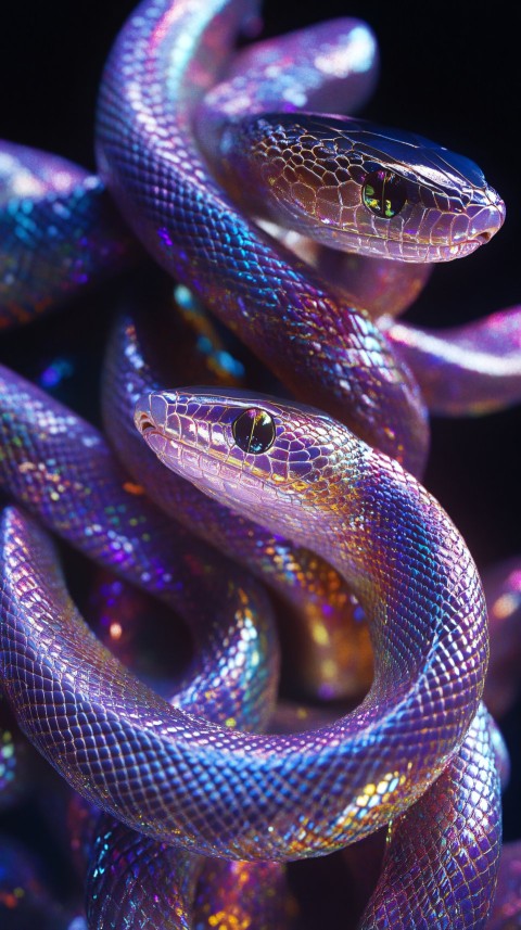 Escher-Style Iridescent Polyhedral Snakes