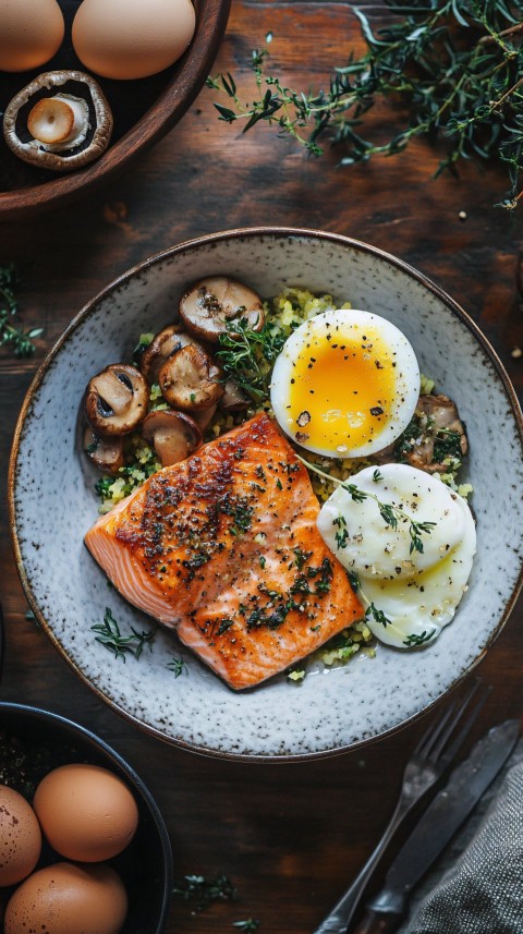 Salmon, Eggs, and Mushrooms for Vitamin D