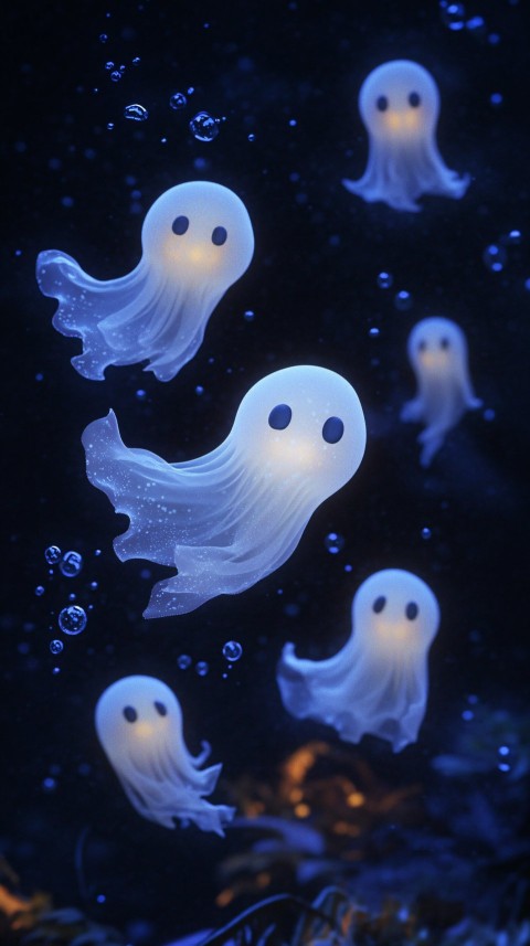 Floating Ghosts in a Halloween Ocean