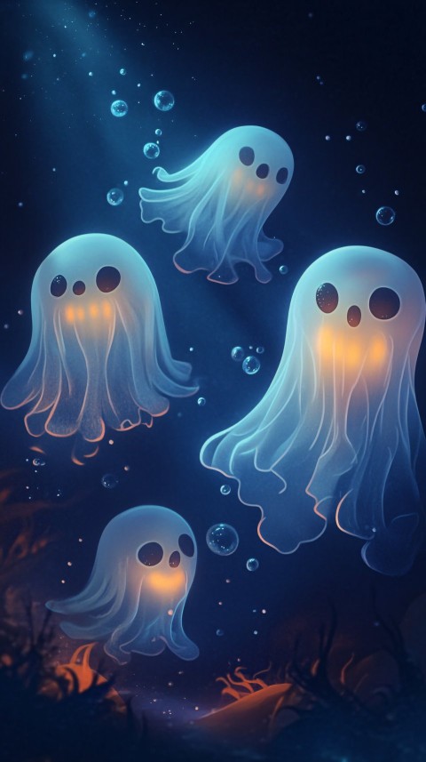 Floating Ghosts in a Halloween Ocean