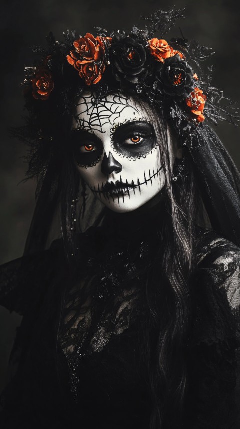 Day of the Dead Celebration with Marigolds and Skulls