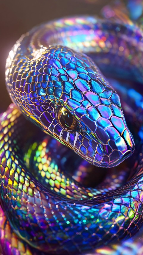 Iridescent Snakes in Escher-Inspired Geometric Design