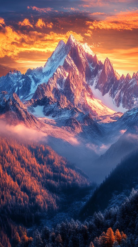 Holographic Mountains Under a Vibrant Sunset