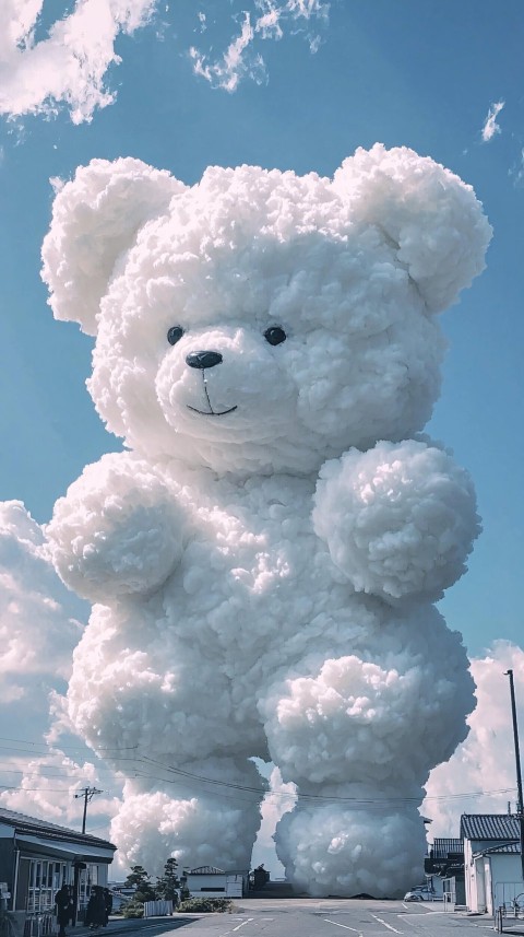 Giant Teddy Bear-Shaped Cloud in the Sky