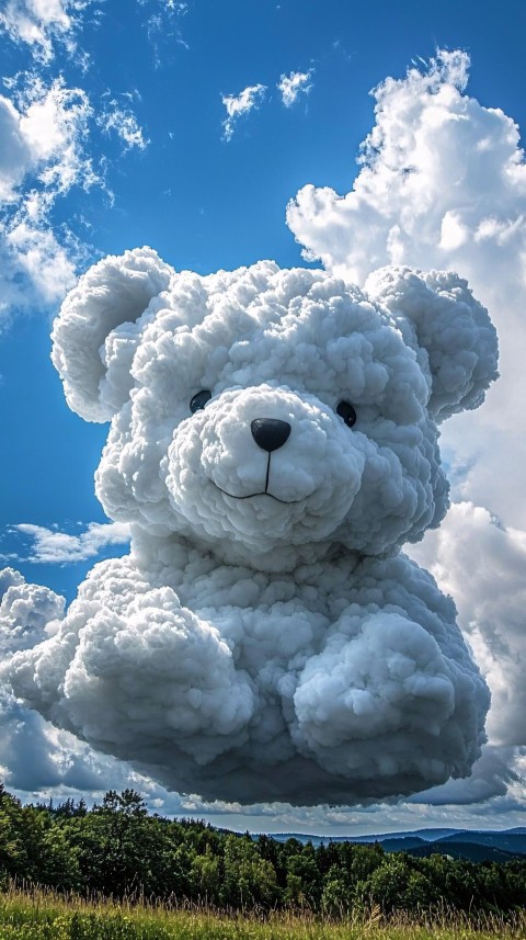 Teddy Bear-Shaped Cloud Floating in the Sky