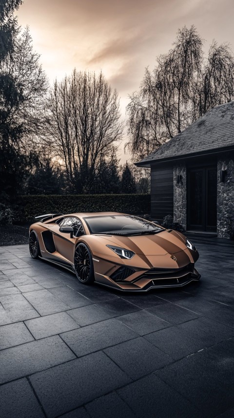 Lamborghini Aventador at Luxury Dark-Aesthetic House