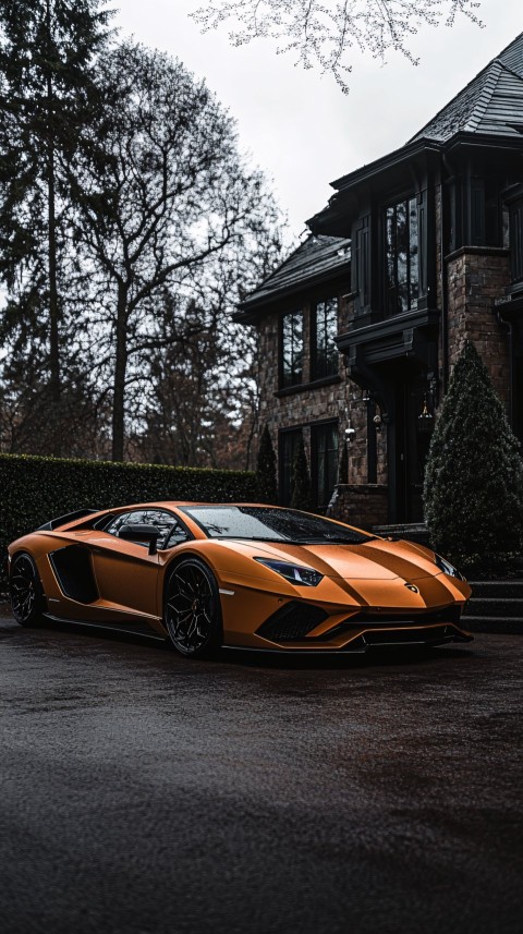 Lamborghini Aventador in Luxury Dark-Aesthetic Driveway