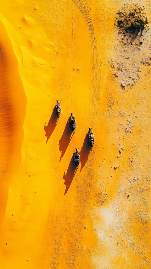 Aerial Desert Photography with Camel Caravan