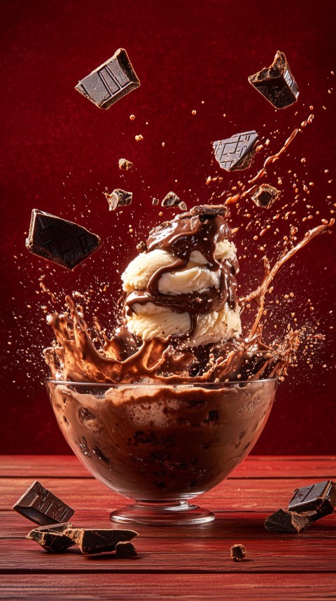 Splashing Chocolate Ice Cream Commercial Photography