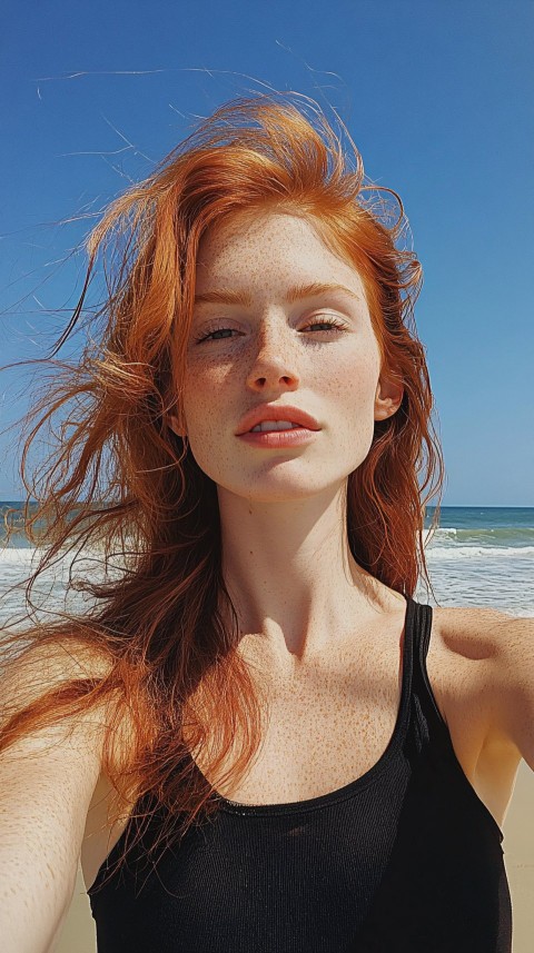 Candid Beach Photograph of a Redhead