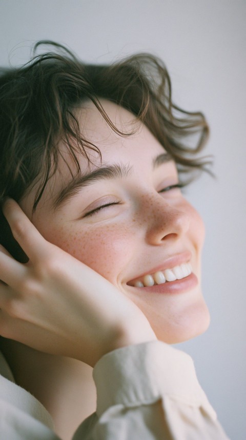 Vintage Portrait of Smiling Person in Film Style