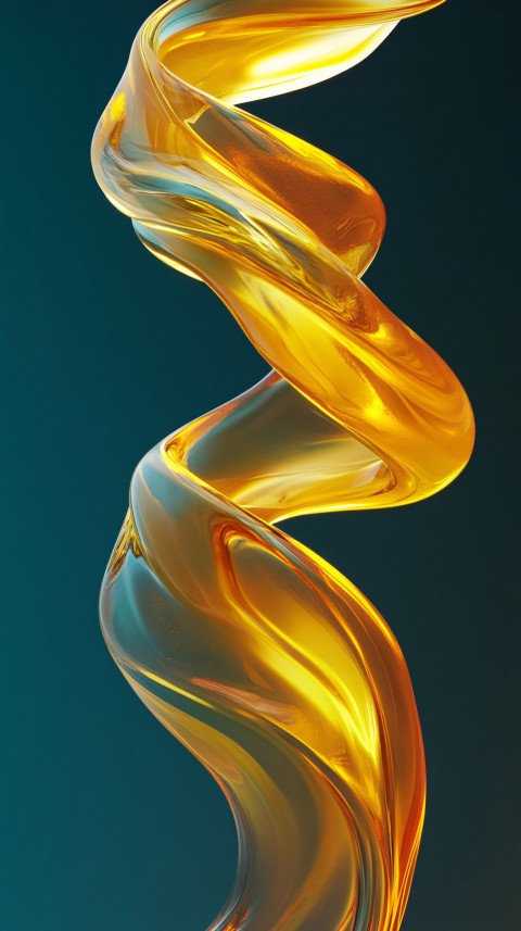 Flowing Golden Oil Spiral in 3D